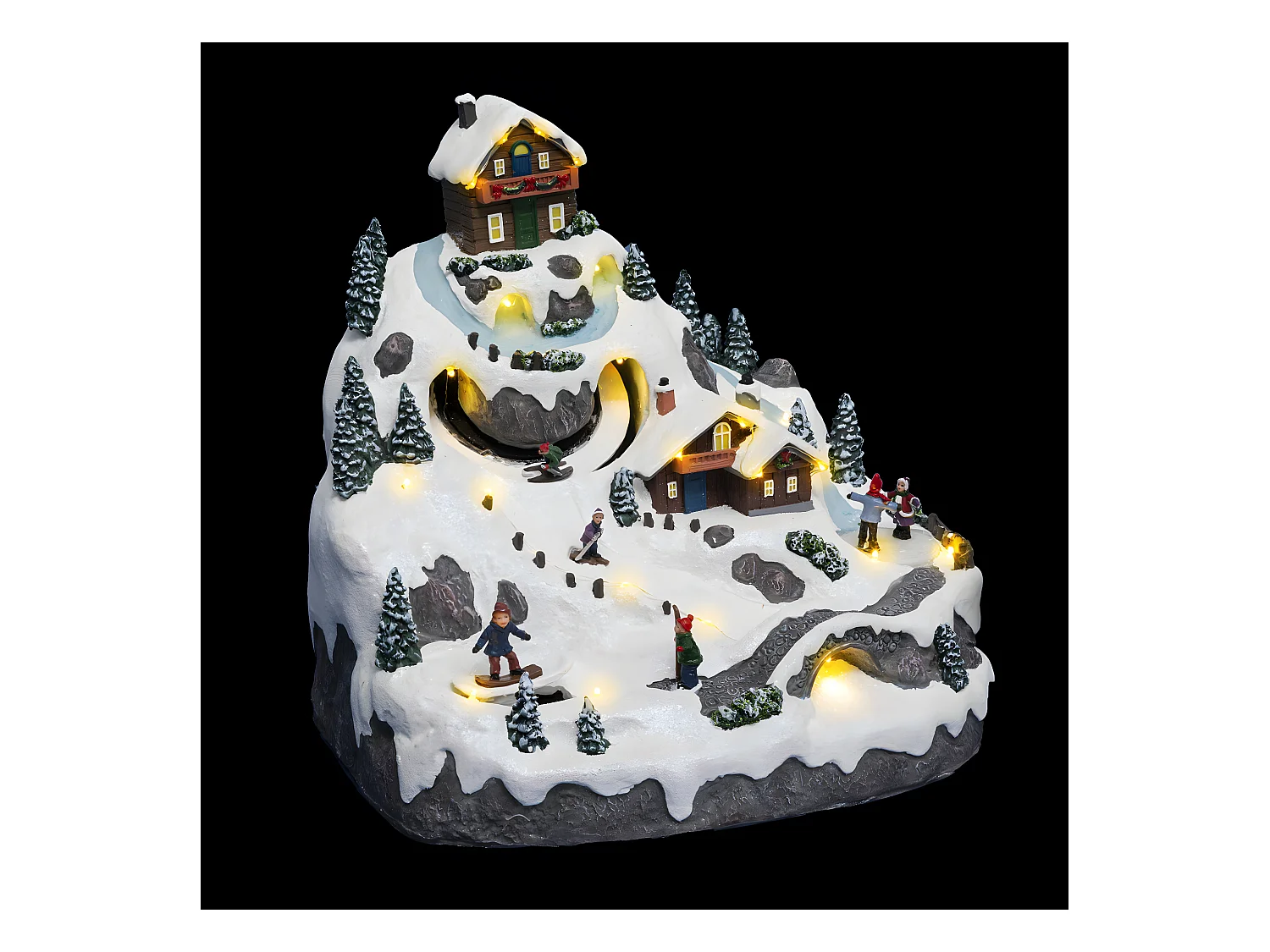 Village de Noël lumineux, animé et musical Vacances à la montagne