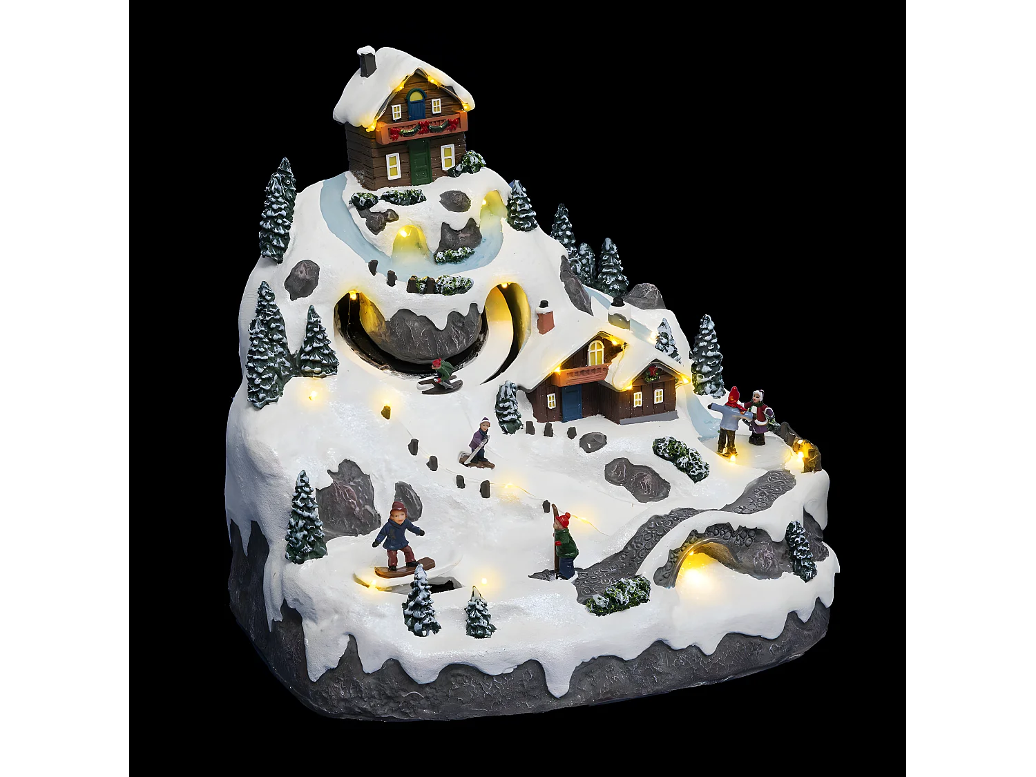 Village de Noël lumineux, animé et musical Vacances à la montagne