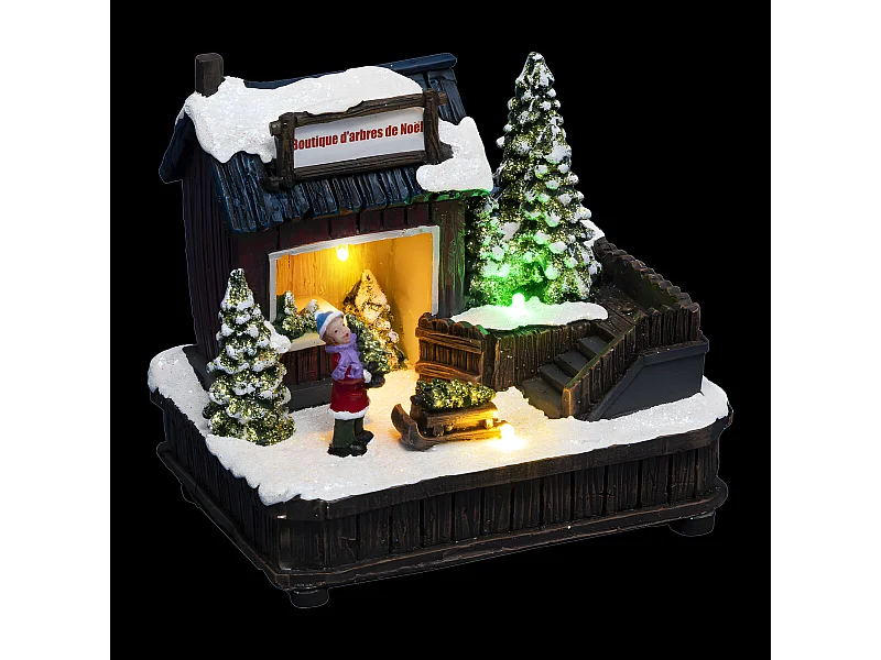 Village de Noël lumineux Boutique de Sapins
