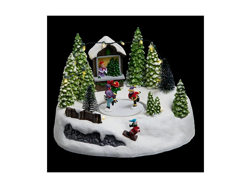 Village de Noël lumineux  Patinoire dans la Forêt