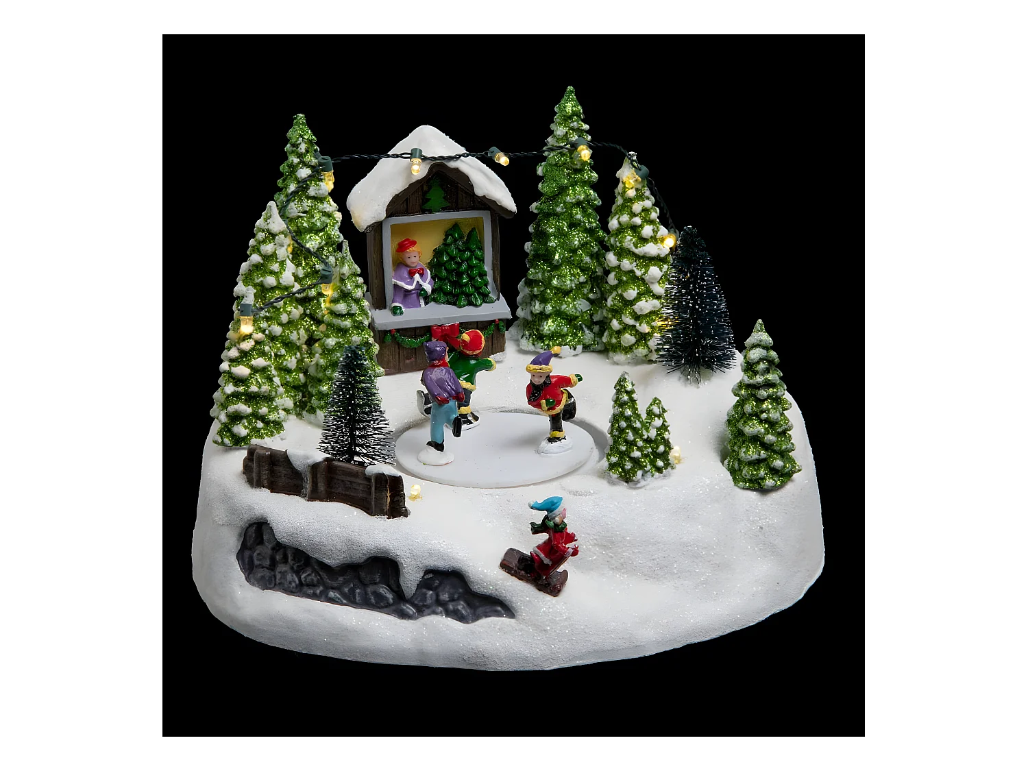 Village de Noël lumineux  Patinoire dans la Forêt