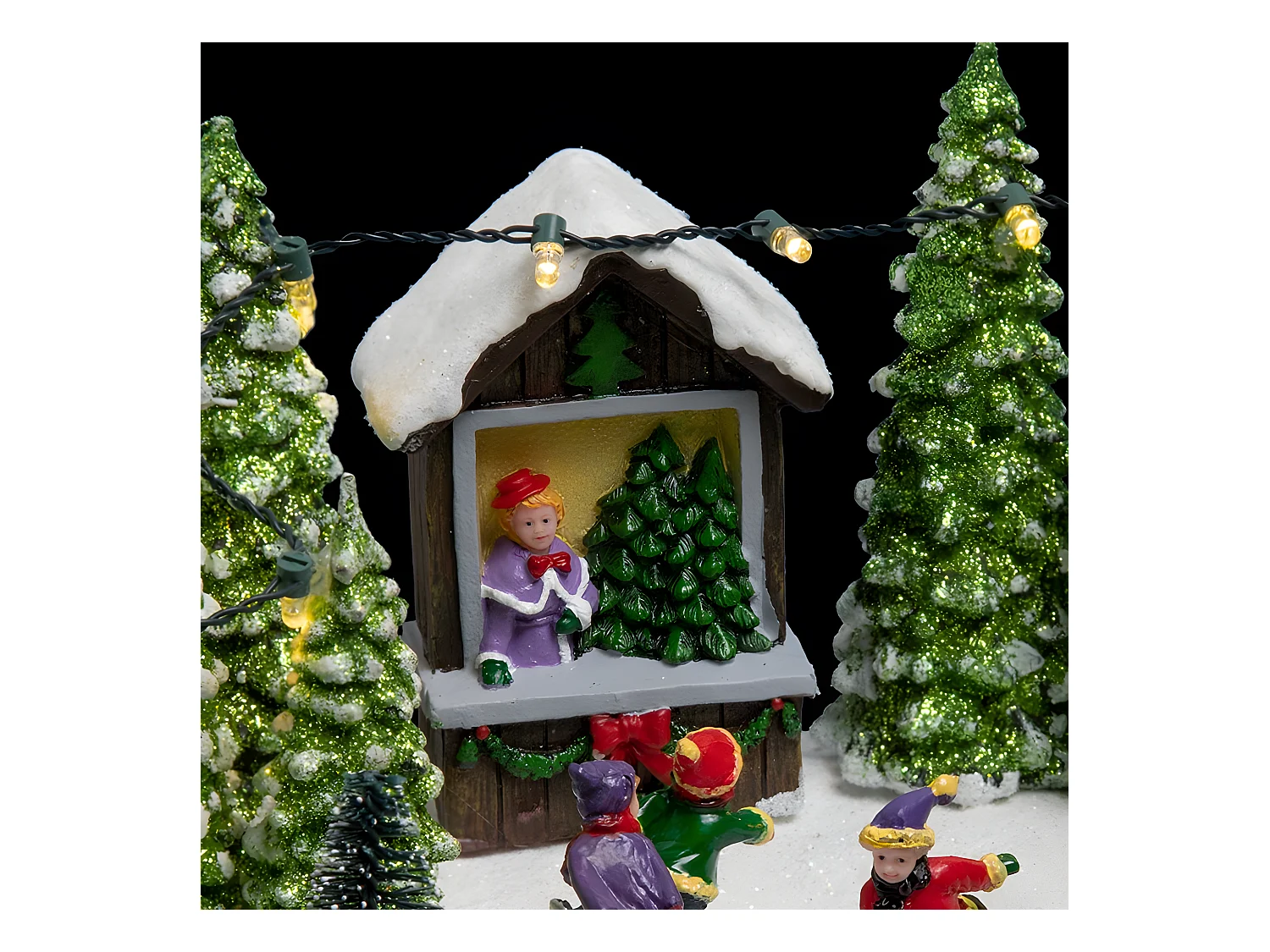 Village de Noël lumineux  Patinoire dans la Forêt