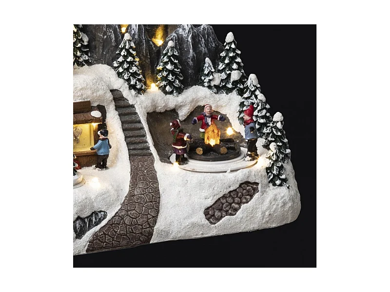 Village de Noël lumineux et animé Refuge en altitude