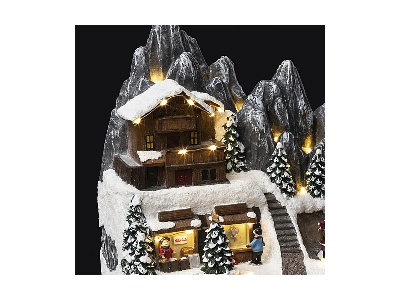 Village de Noël lumineux et animé Refuge en altitude