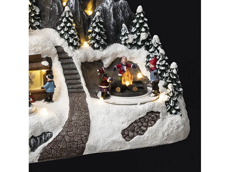 Village de Noël lumineux et animé Refuge en altitude