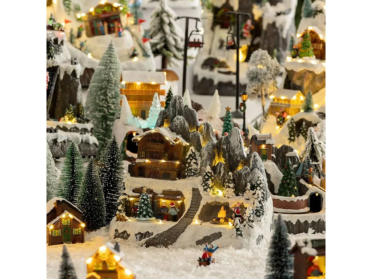 Village de Noël lumineux et animé Refuge en altitude