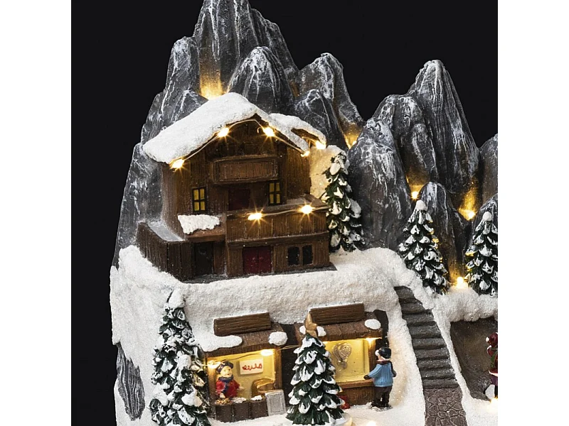 Village de Noël lumineux et animé Refuge en altitude