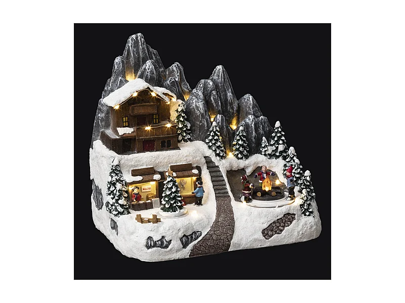 Village de Noël lumineux et animé Refuge en altitude