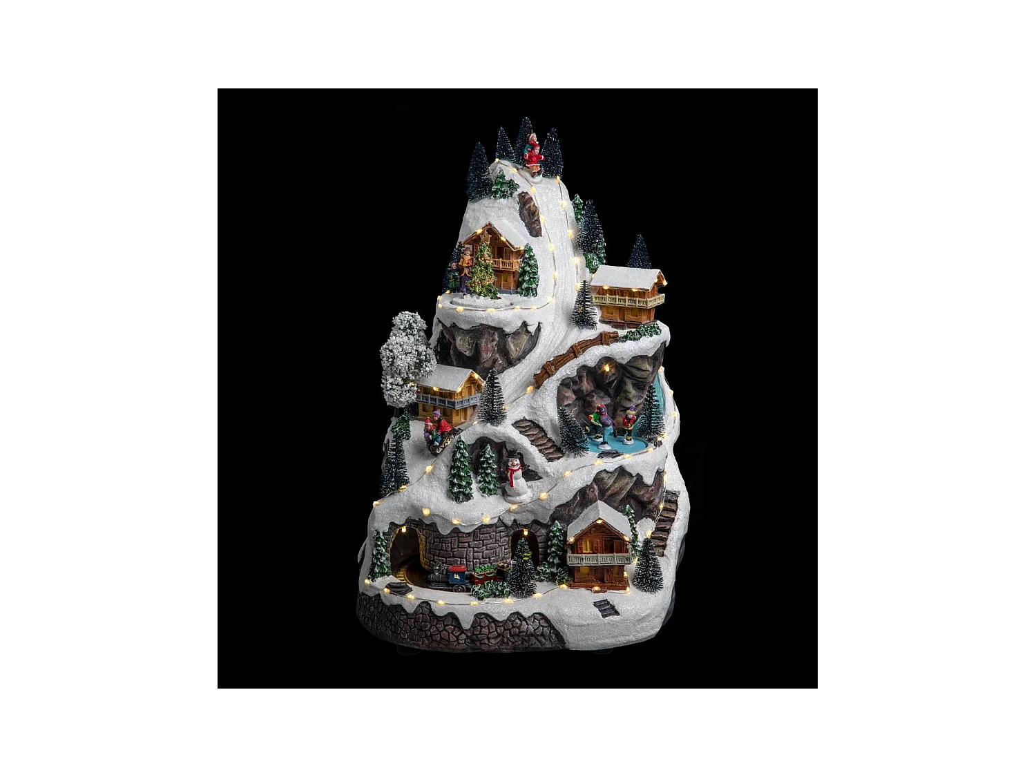 Village de Noël lumineux, musical et animé Montagne avec Maisons et Sapins enneigés