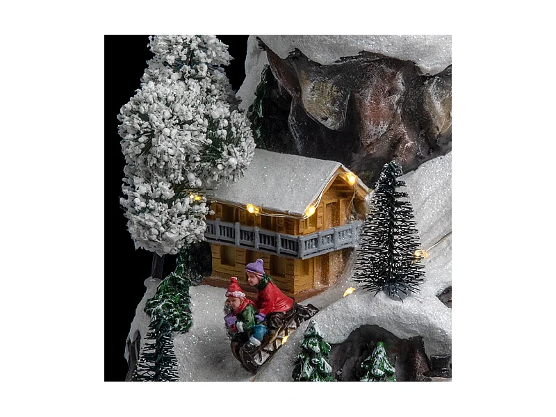 Village de Noël lumineux, musical et animé Montagne avec Maisons et Sapins enneigés