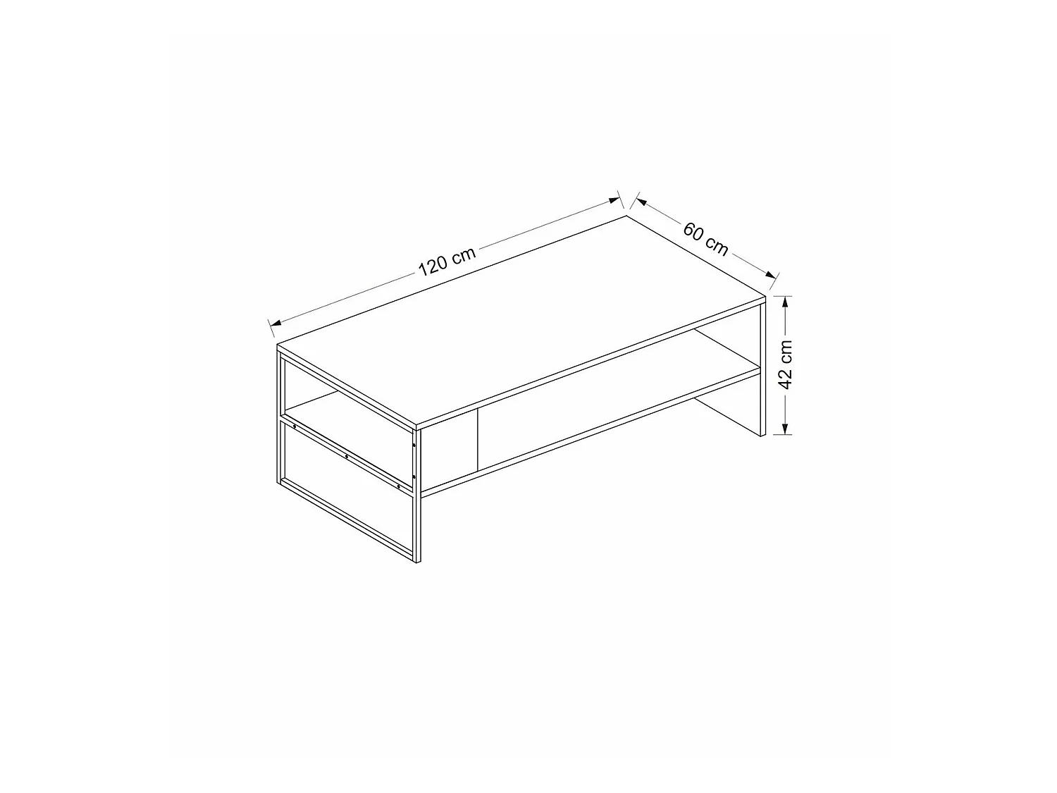 Table basse rectangulaire Ejby avec espace de rangement noir / blanc [en.casa]