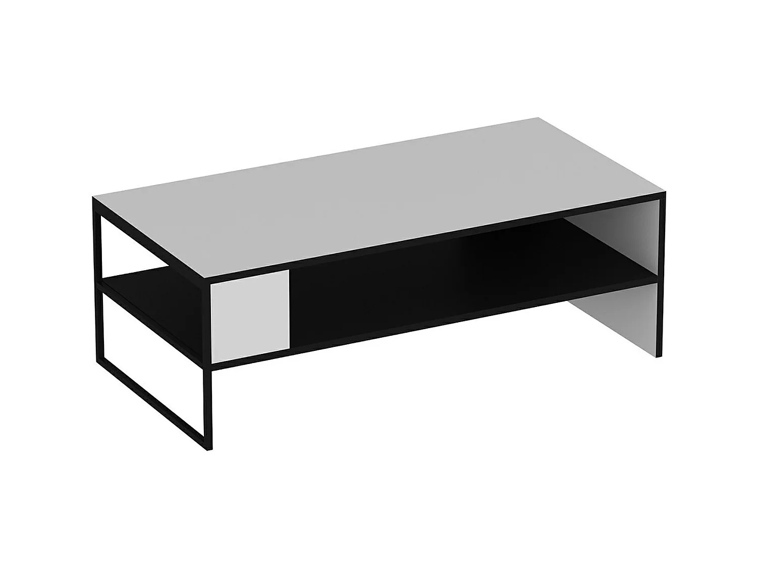 Table basse rectangulaire Ejby avec espace de rangement noir / blanc [en.casa]