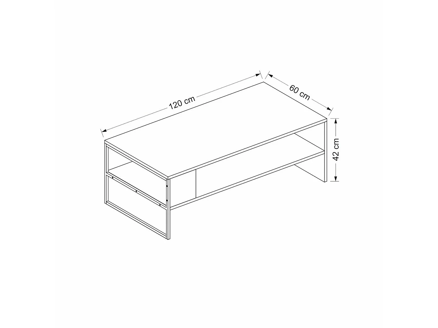 Table basse rectangulaire Ejby avec espace de rangement noir / blanc [en.casa]