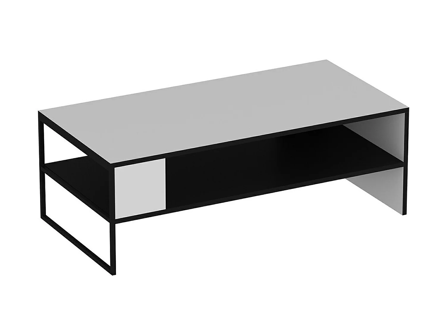 Table basse rectangulaire Ejby avec espace de rangement noir / blanc [en.casa]