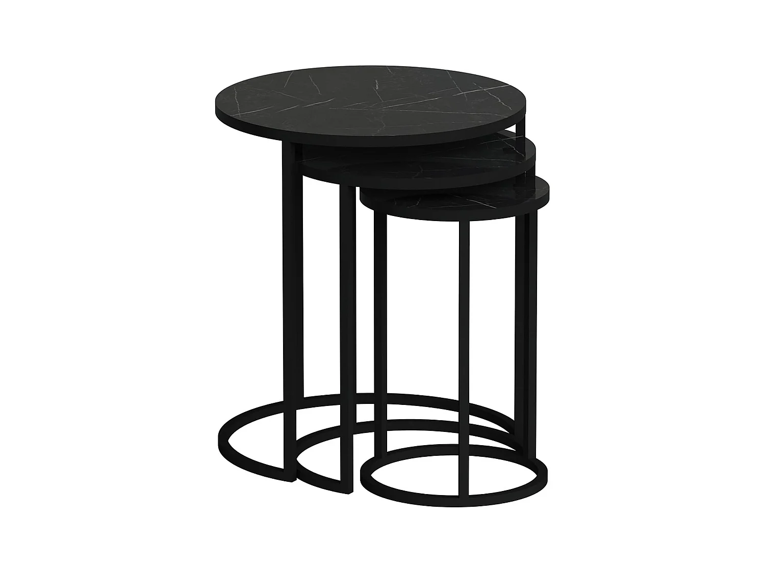 Set de 3 tables d'appoint Frederiksværk gigognes rondes marbre noir [en.casa]