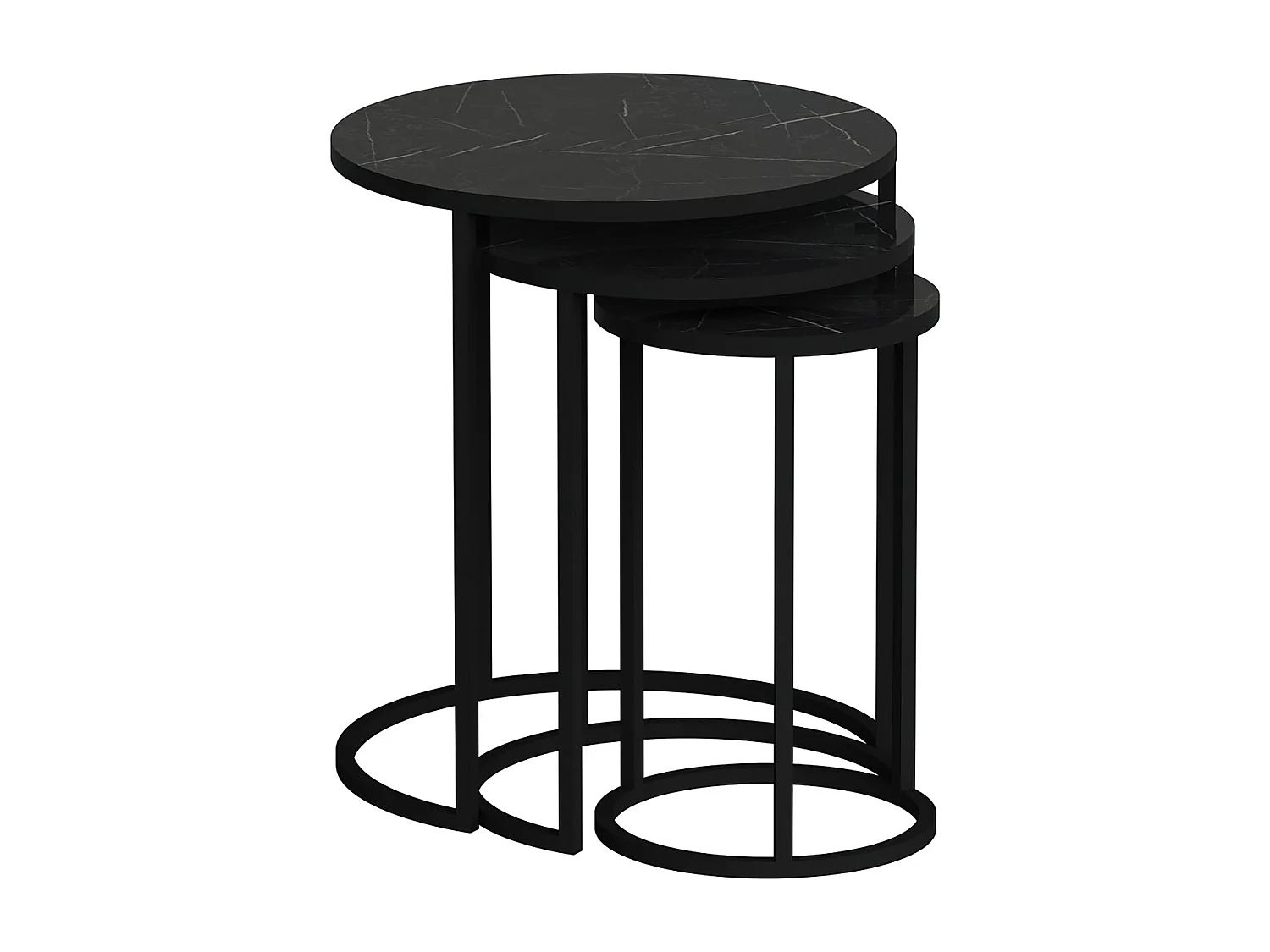 Set de 3 tables d'appoint Frederiksværk gigognes rondes marbre noir [en.casa]