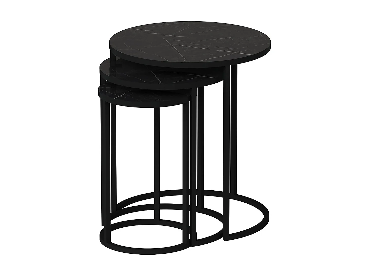 Set de 3 tables d'appoint Frederiksværk gigognes rondes marbre noir [en.casa]
