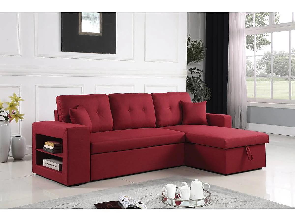 Canapé d'angle convertible/réversible "Axel" - 3 places - Rouge