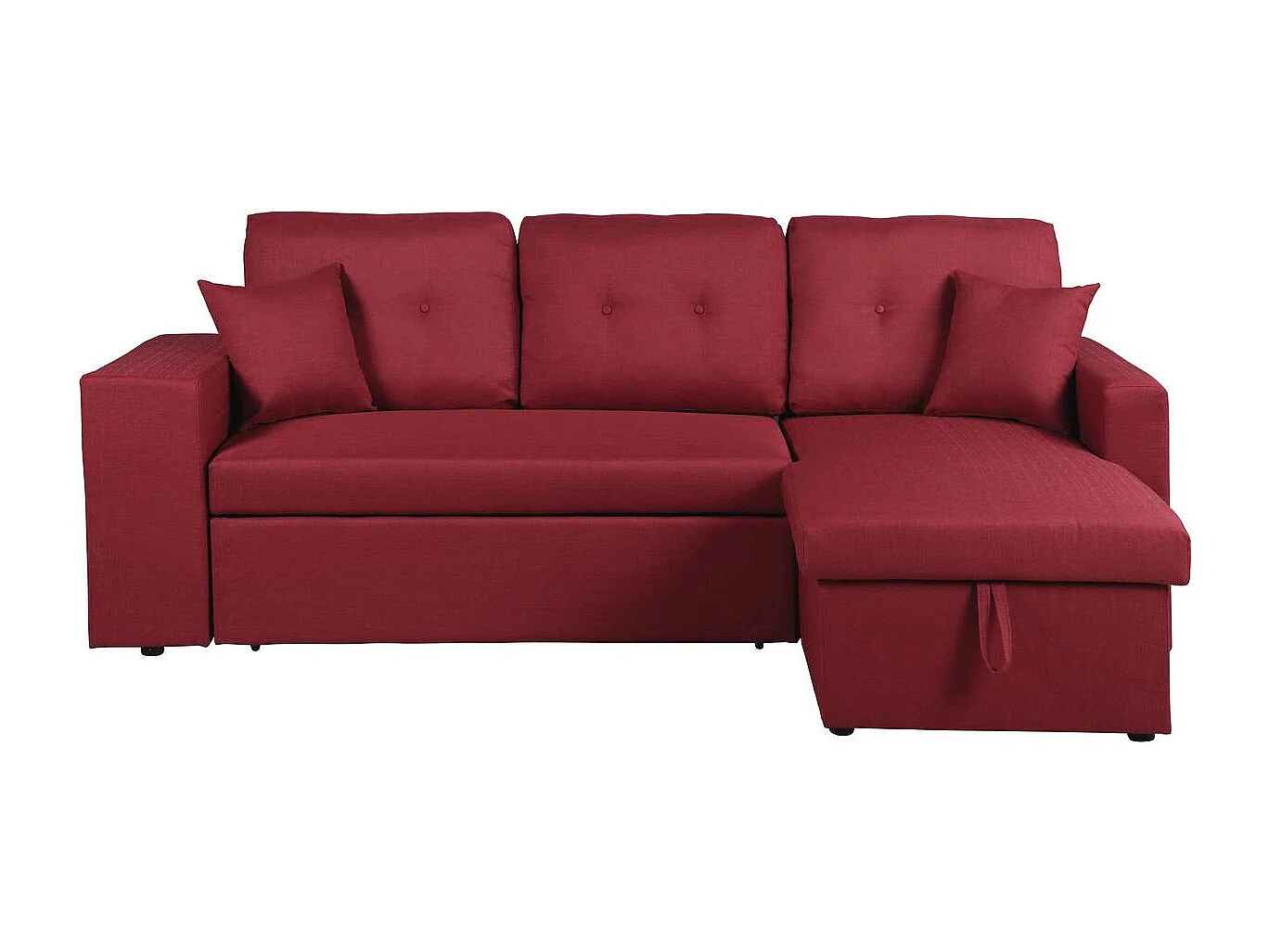 Kanapa narożna rozkładana "Axel" - Możliwość zmiany położenia narożnika (prawostronny lub lewostronny) - 3 miejsca - Czerwona