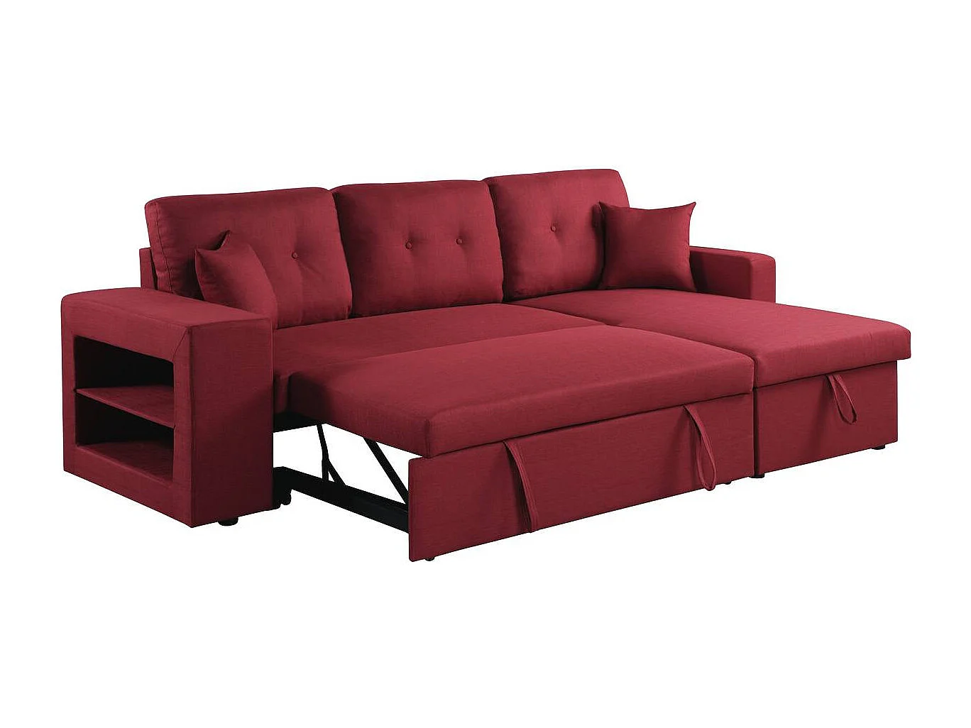Kanapa narożna rozkładana "Axel" - Możliwość zmiany położenia narożnika (prawostronny lub lewostronny) - 3 miejsca - Czerwona