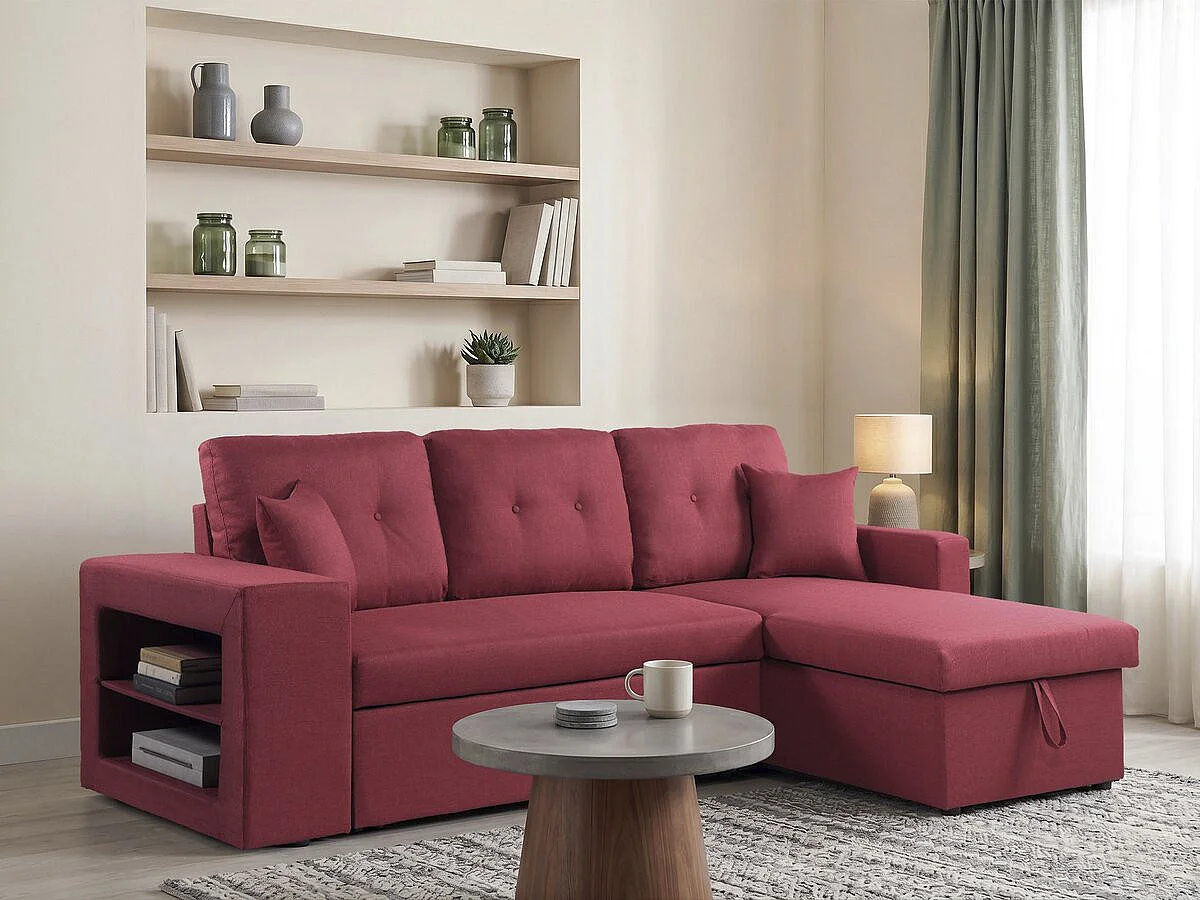 Divano ad angolo  trasformabile "Axel" / reversibile - 3 posti - Rosso