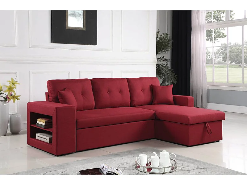 Divano ad angolo  trasformabile "Axel" / reversibile - 3 posti - Rosso