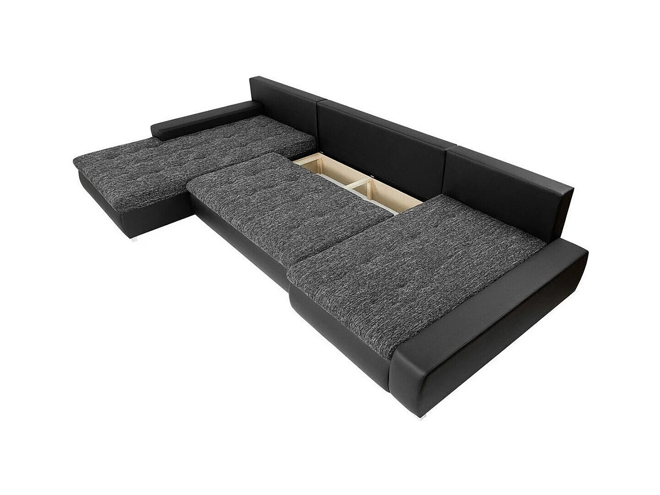 Sofá rinconero Comfivo 106, Negro, Función de descanso, Almacenaje, 394x213x80cm