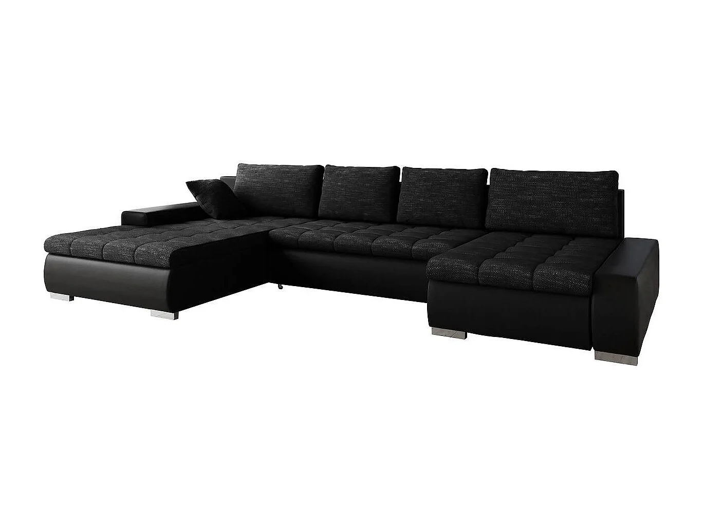 Canapé d'angle convertible réversible avec coffre "CARO" - 394 x 213 x 80 cm - Noir
