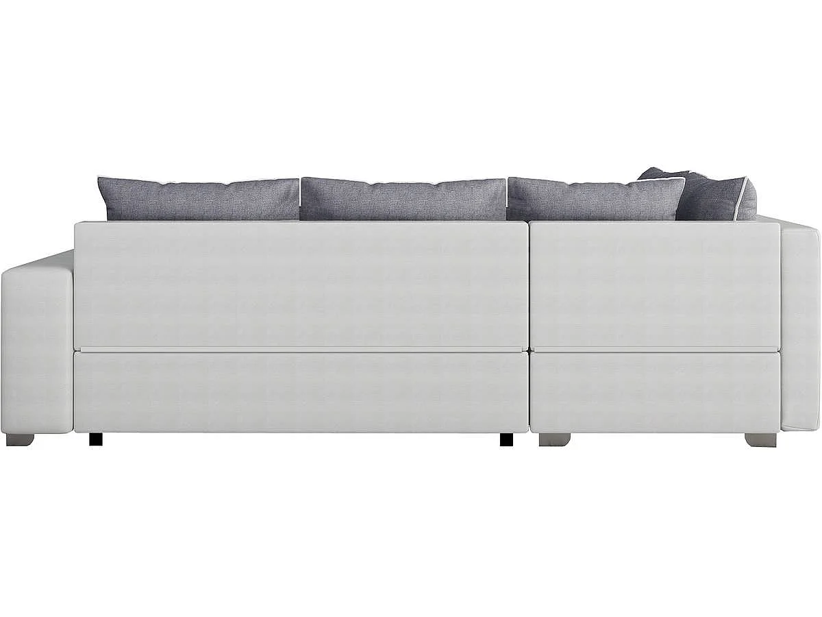 Canapé d'angle convertible "Gregory" - Avec étagères - 4 Places - Gris/Blanc - Angle gauche