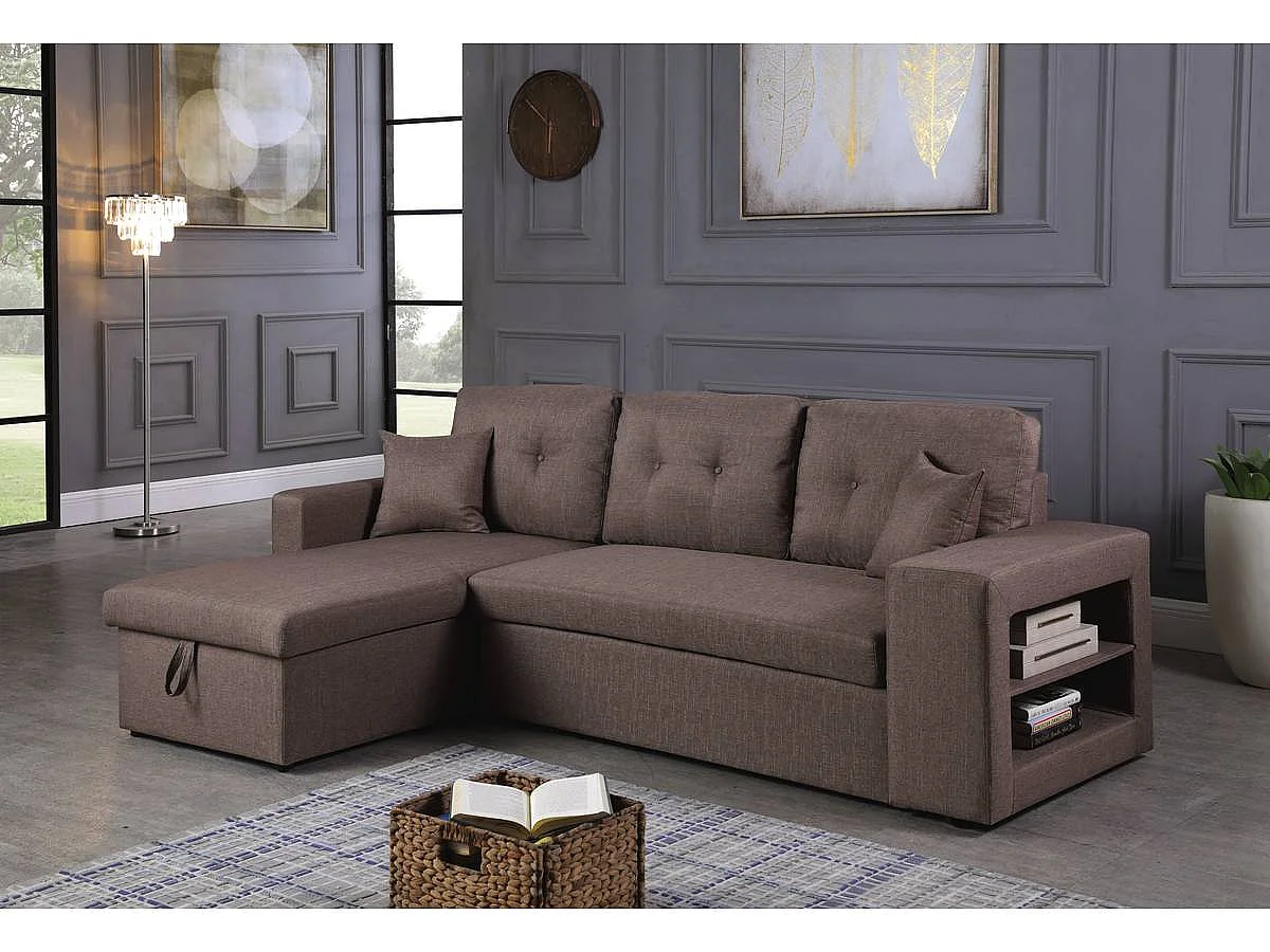 Ecksofa reversibel mit Schlaffunktion "Axel" - 3-Sitzer - Taupe