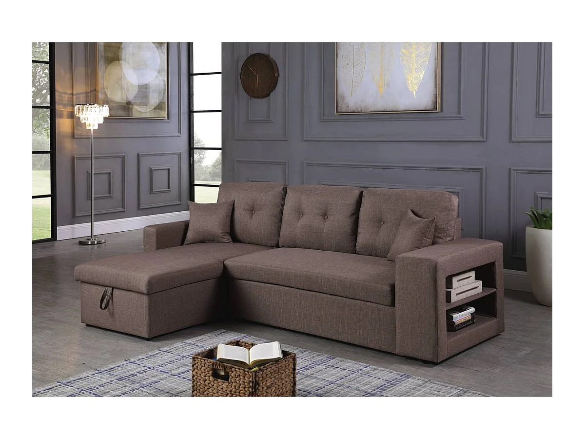 Canapé d'angle convertible/réversible "Axel" - 3 places - Taupe