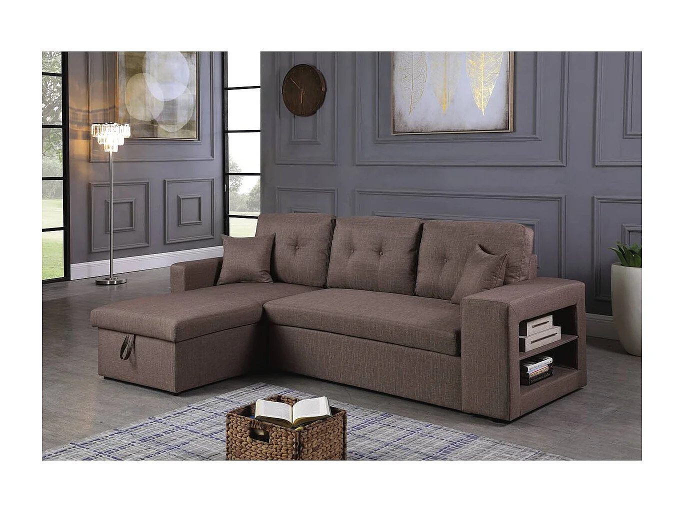 Canapé d'angle convertible/réversible "Axel" - 3 places - Taupe