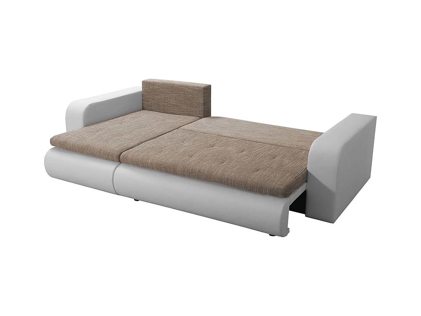 Sofá de canto esquerdo conversível "Brooklyn" com armazenamento - Cinza Branco - 3 lugares