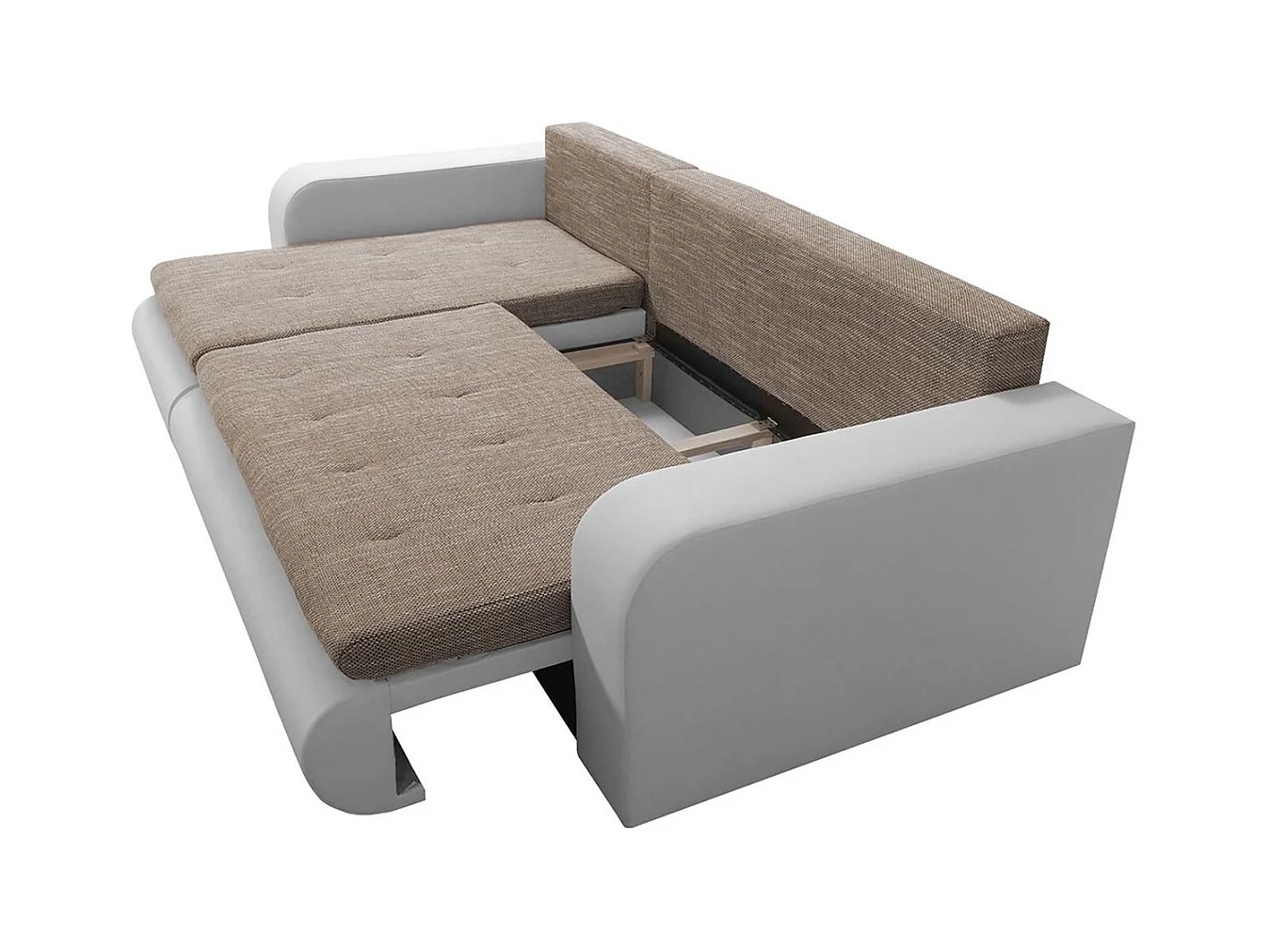 Sofá de canto esquerdo conversível "Brooklyn" com armazenamento - Cinza Branco - 3 lugares