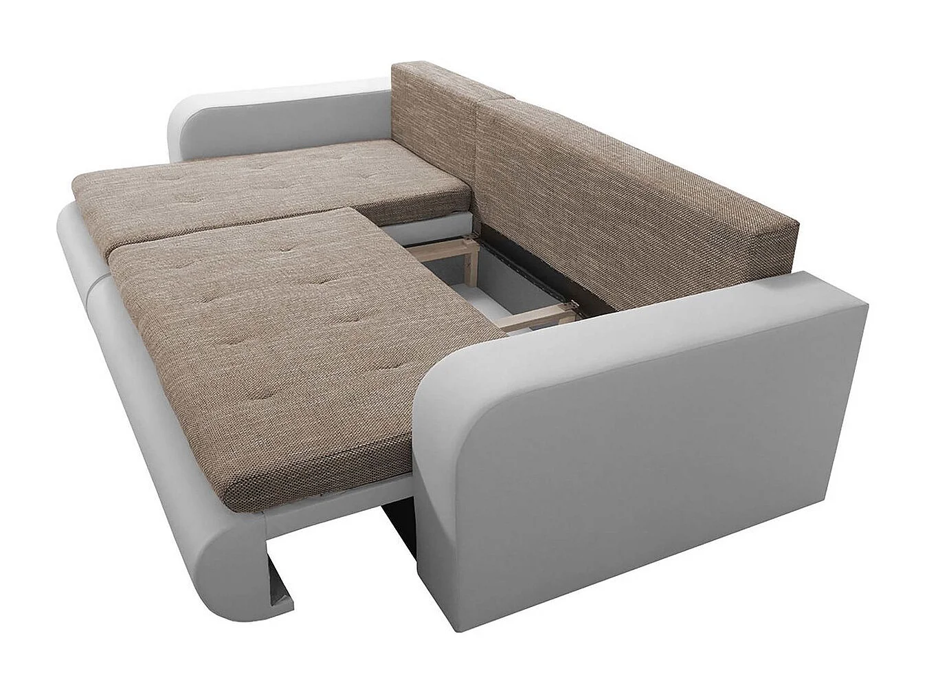 Sofá de esquina izquierda convertible "Brooklyn" con almacenamiento - Gris Blanco - 3 plazas