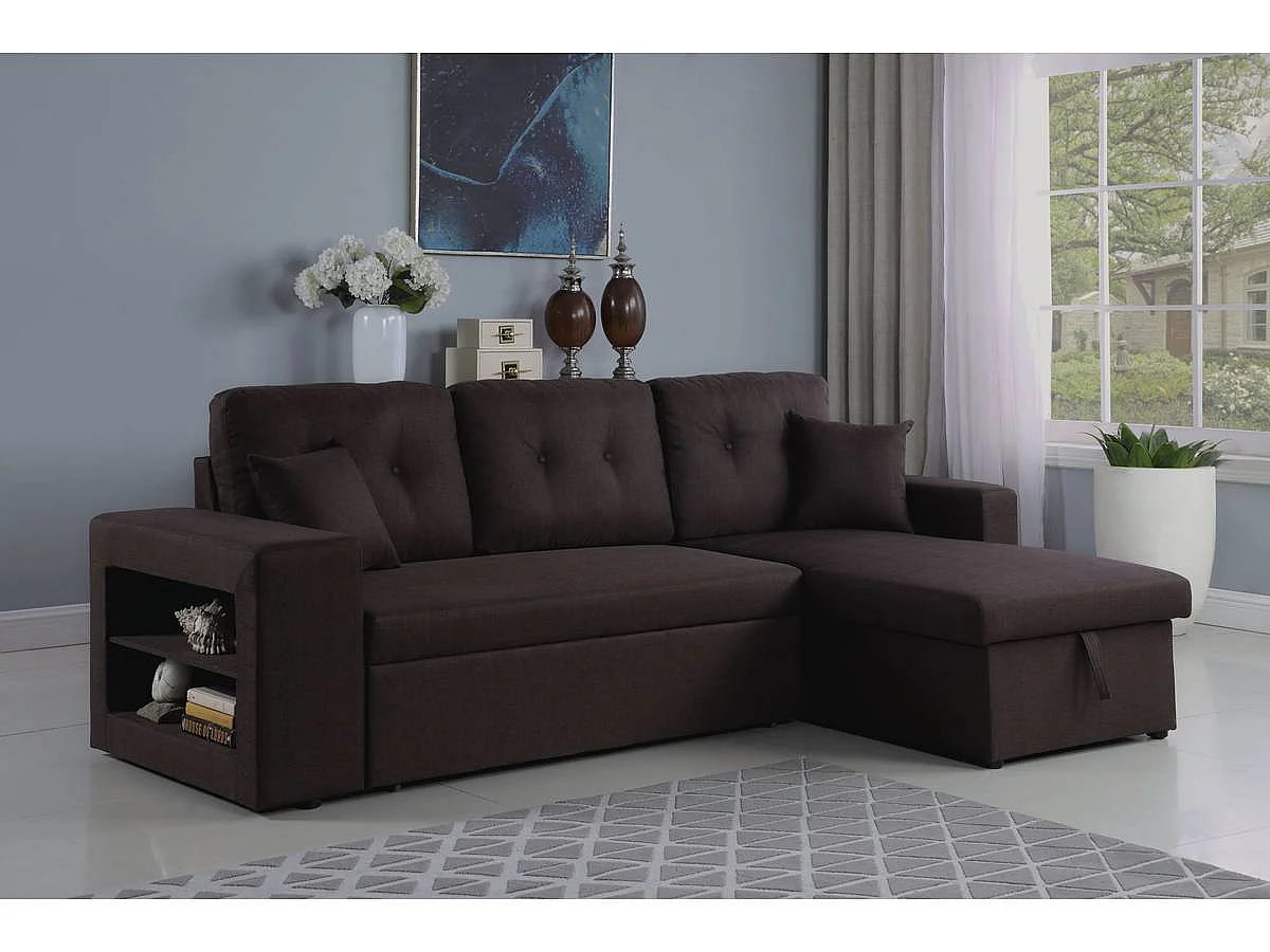 Umkehrbares Ecksofa mit Schlaffunktion "Axel" -  3 Sitze - Braun