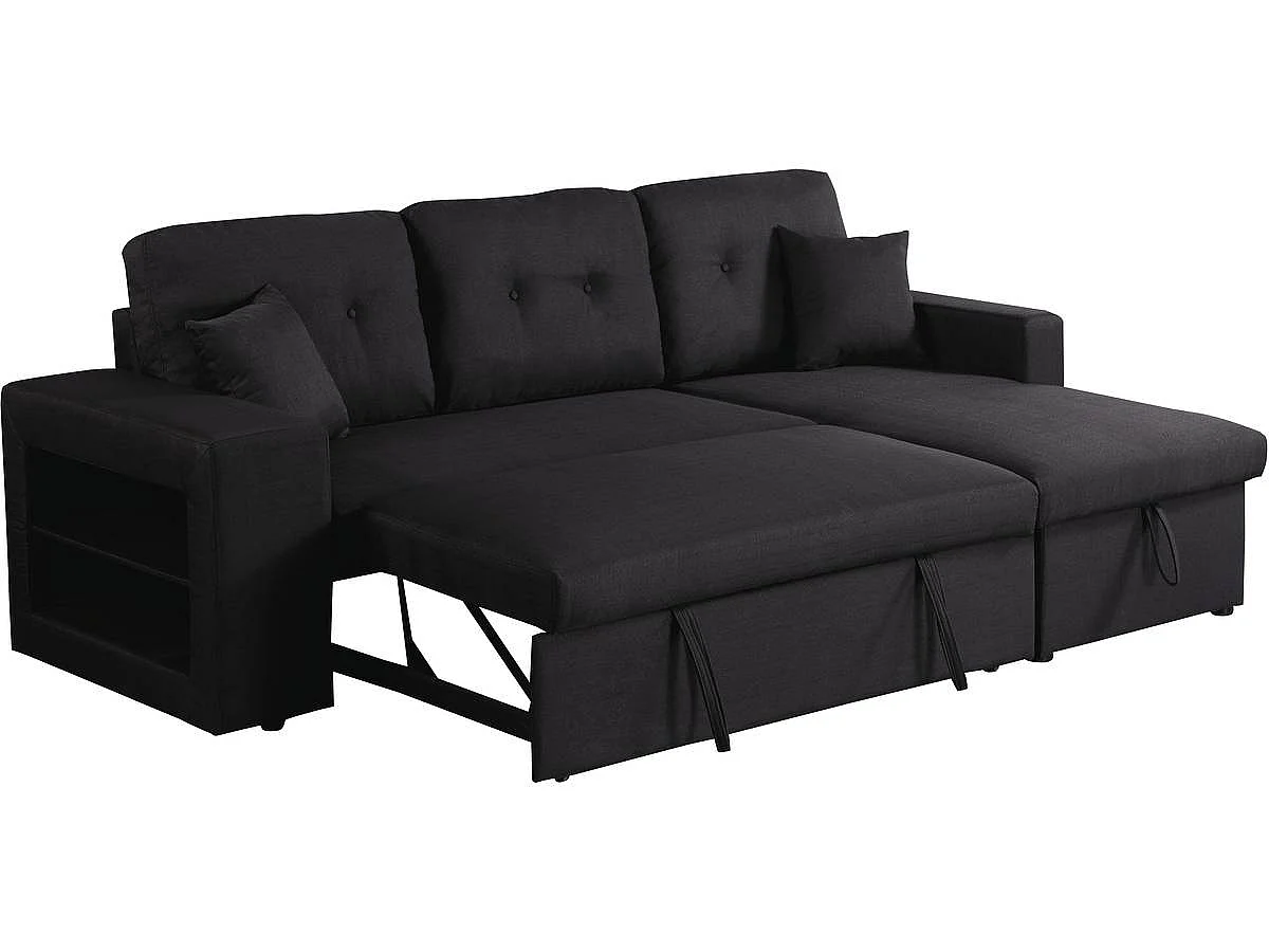 Hoekbank slaapbank meubel links of rechts bank "Axel" - 3 zits - Zwart