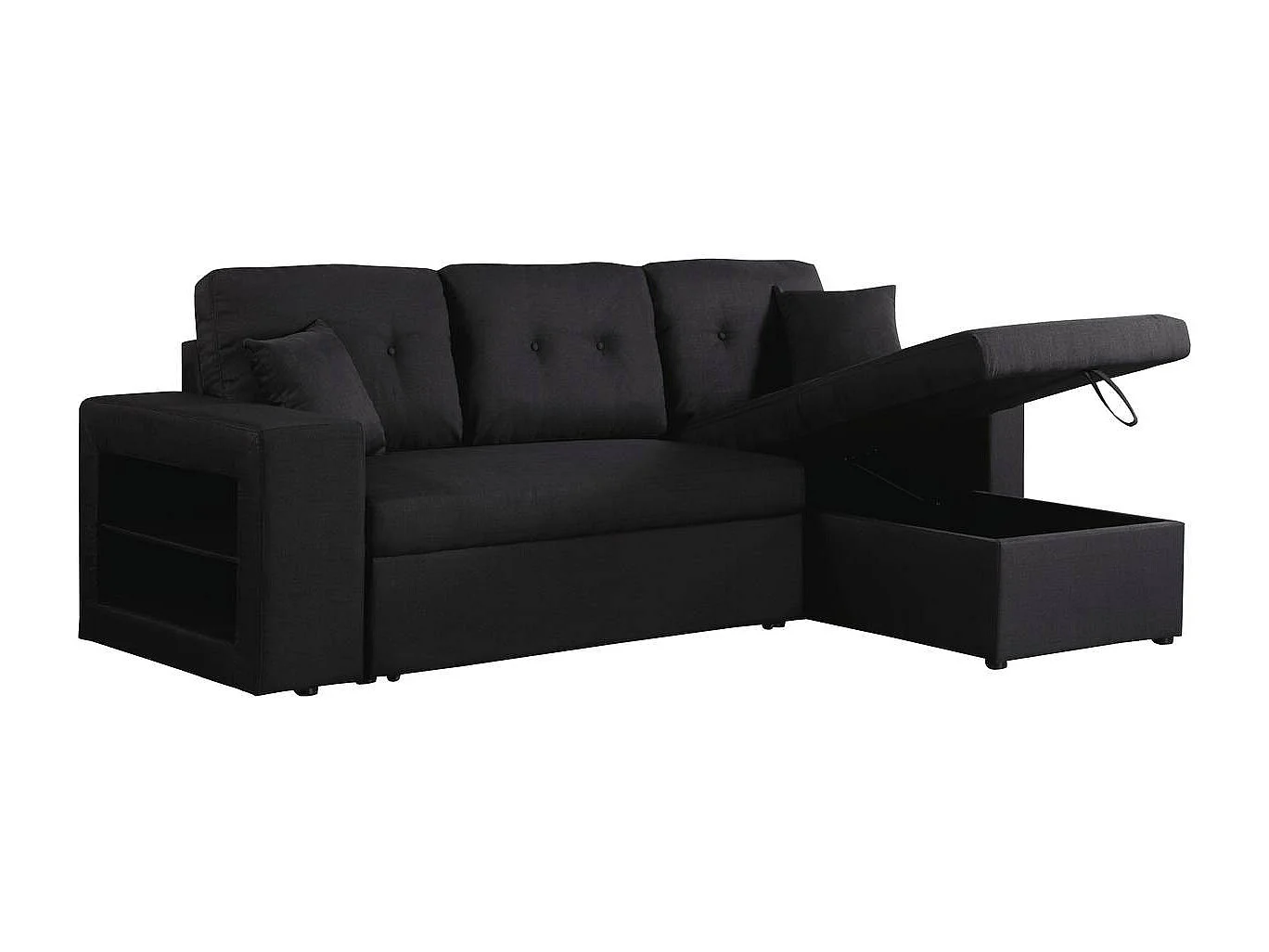 Sofá esquinero convertible/reversible "Axel" - Negro