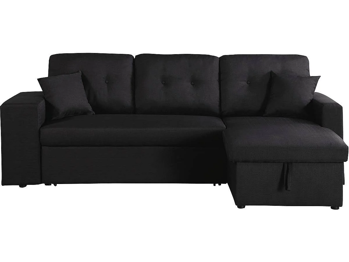 Ecksofa reversibel mit Schlaffunktion "Axel" - 3-Sitzer - Schwarz