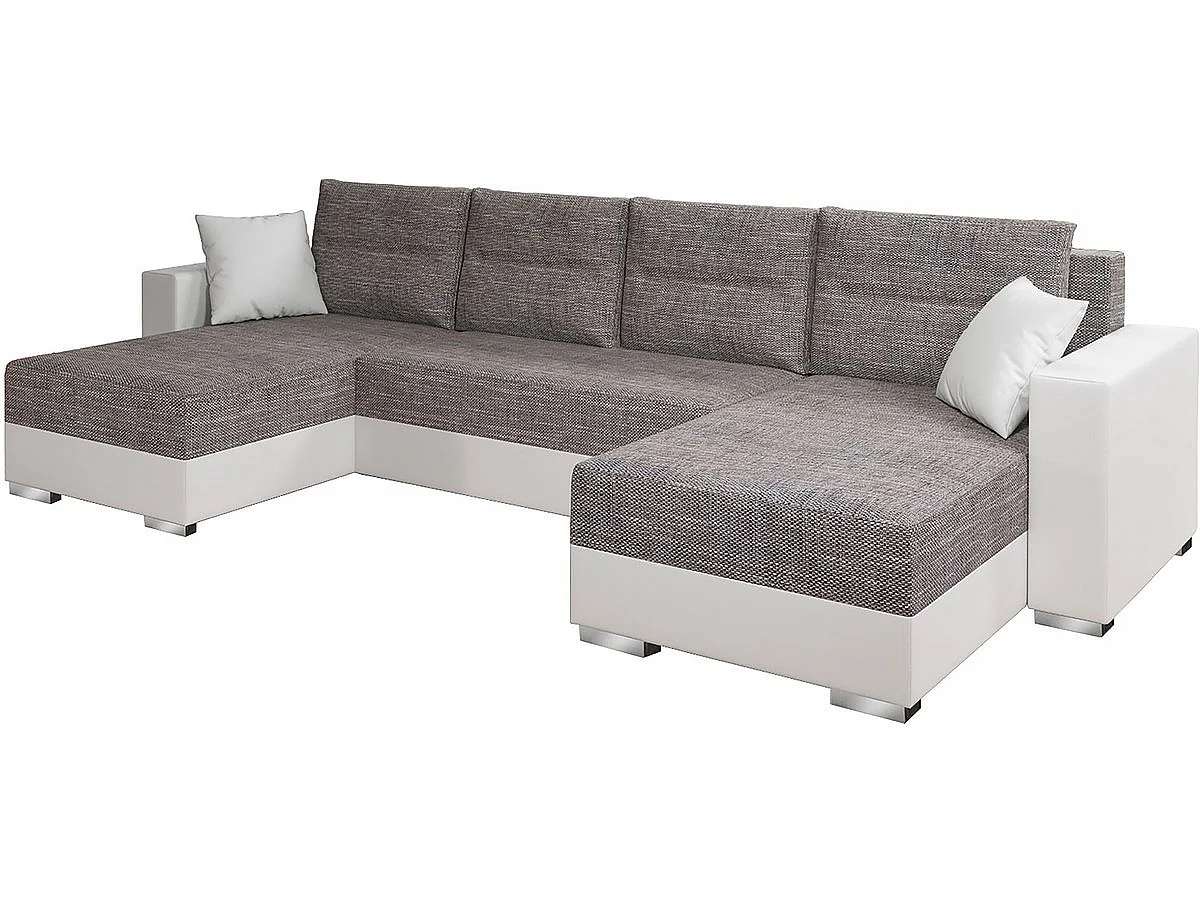 Canapé d'angle  panoramique convertible "Heron U" - 346 x 159 x 90 cm - 4 Places - Gris Blanc