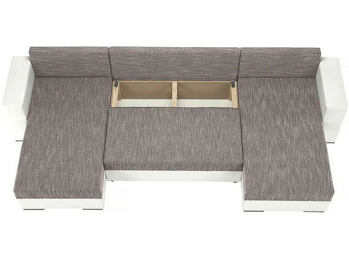 Canapé d'angle  panoramique convertible "Heron U" - 346 x 159 x 90 cm - 4 Places - Gris Blanc