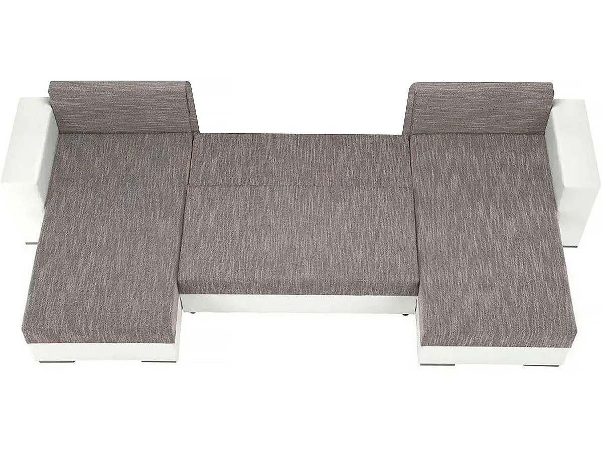 Canapé d'angle  panoramique convertible "Heron U" - 346 x 159 x 90 cm - 4 Places - Gris Blanc