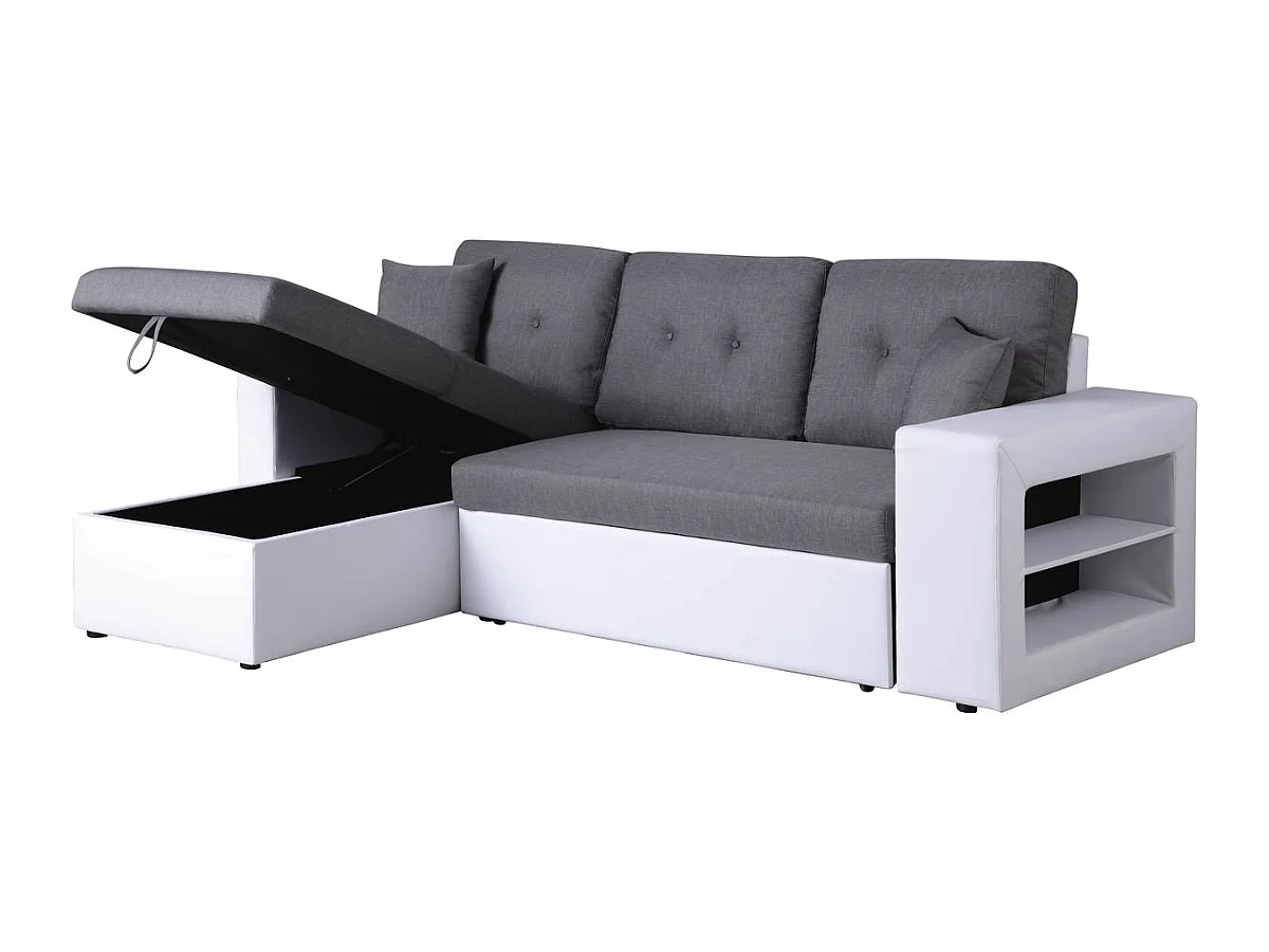 Sofá esquinero convertible/reversible "Axel" - Blanco/Gris