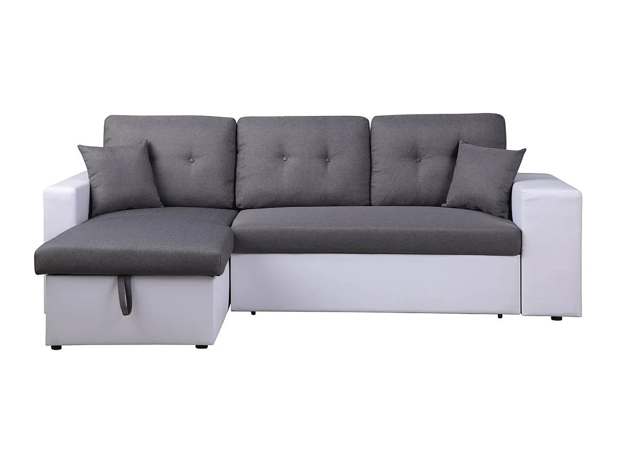 Ecksofa reversibel mit Schlaffunktion "Axel" - 3-Sitzer - Weiß / Grau