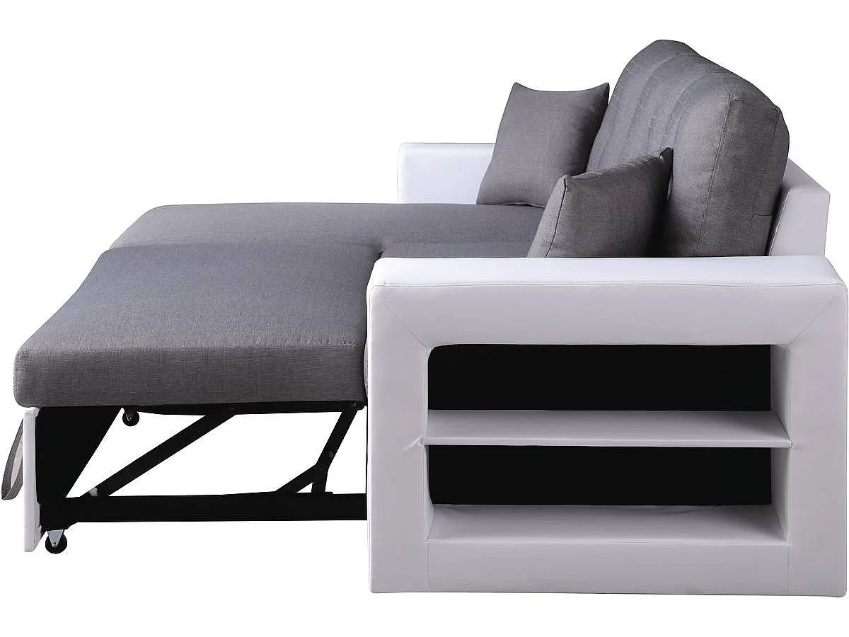 Canapé d'angle convertible/réversible "Axel" - 3 places - Blanc/Gris