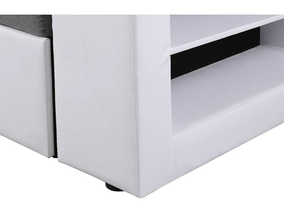 Canapé d'angle convertible/réversible "Axel" - 3 places - Blanc/Gris