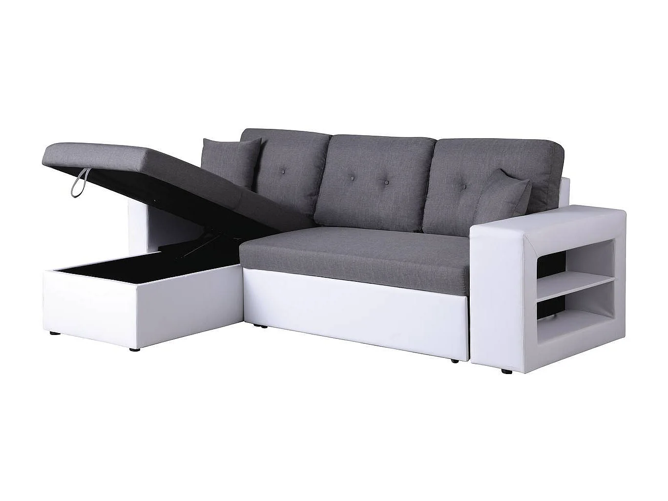 Canapé d'angle convertible/réversible "Axel" - 3 places - Blanc/Gris