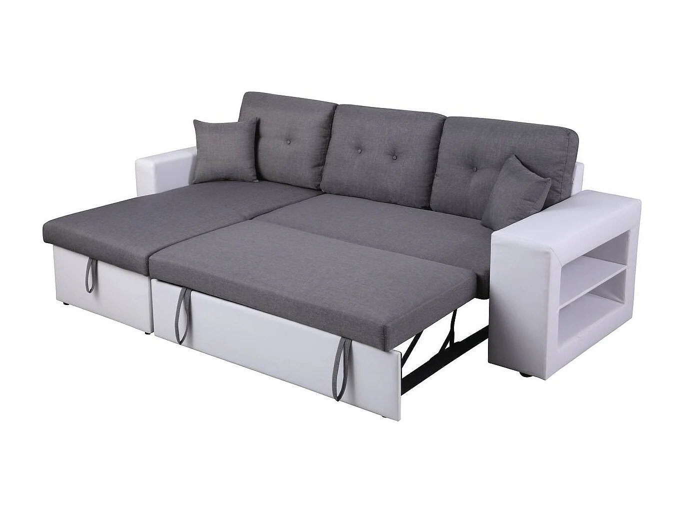 Canapé d'angle convertible/réversible "Axel" - 3 places - Blanc/Gris