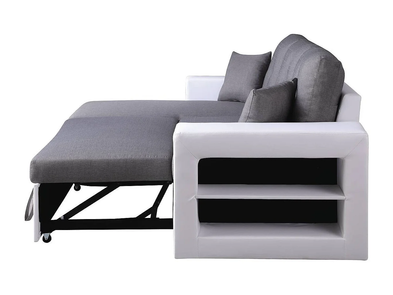 Canapé d'angle convertible/réversible "Axel" - 3 places - Blanc/Gris