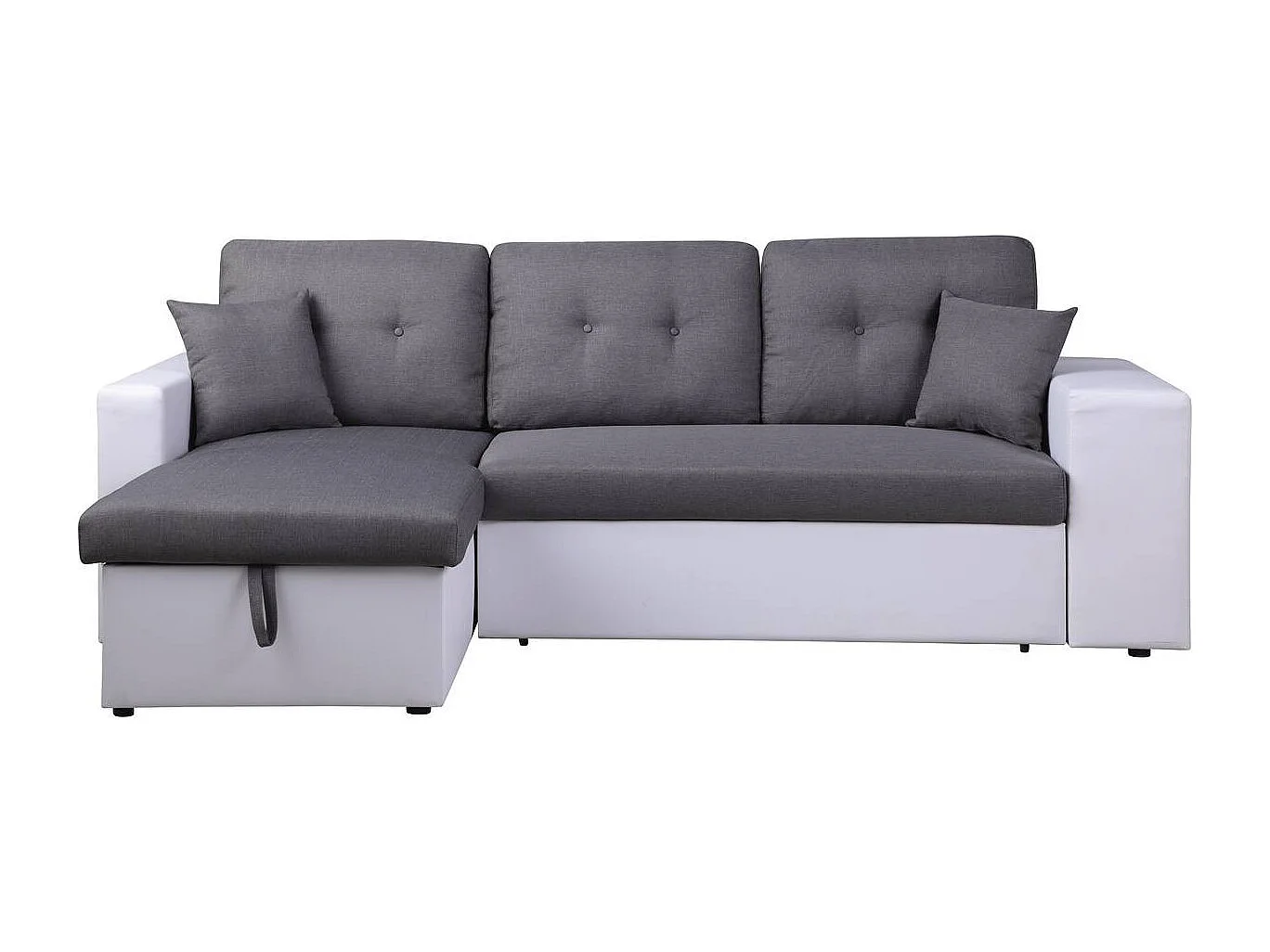 Canapé d'angle convertible/réversible "Axel" - 3 places - Blanc/Gris